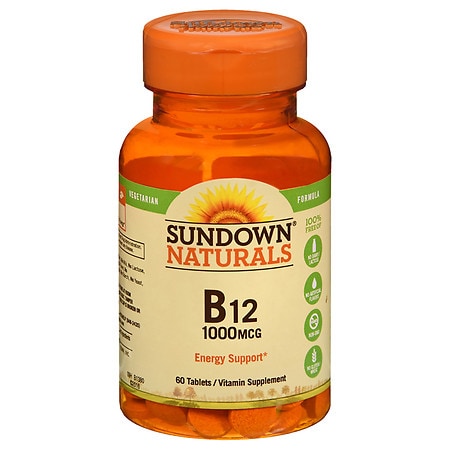 Sundown Naturals B12 1000 mcg Vitamin Supplement Tablets