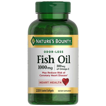 Nature's Bounty Omega-3 Fish Oil Softgels, Odorless, 1,000 Mg