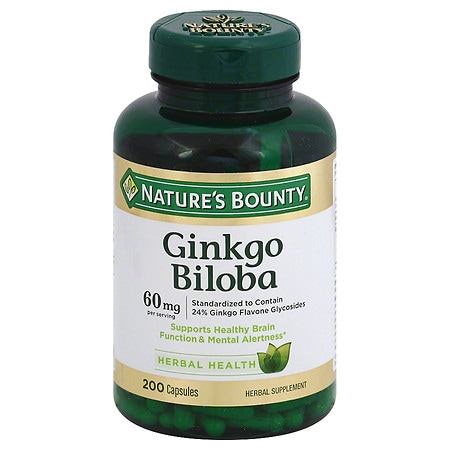 Nature's Bounty Ginkgo Biloba 60mg Dietary Supplement Capsules