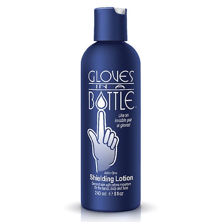 Gloves In A Bottle Shielding Lotion (One- 2 fl oz-60 ml & One - 8 fl oz-240  ml) With Pump Great for Dry Itchy Skin! Grease-less and Fragrance Free! 