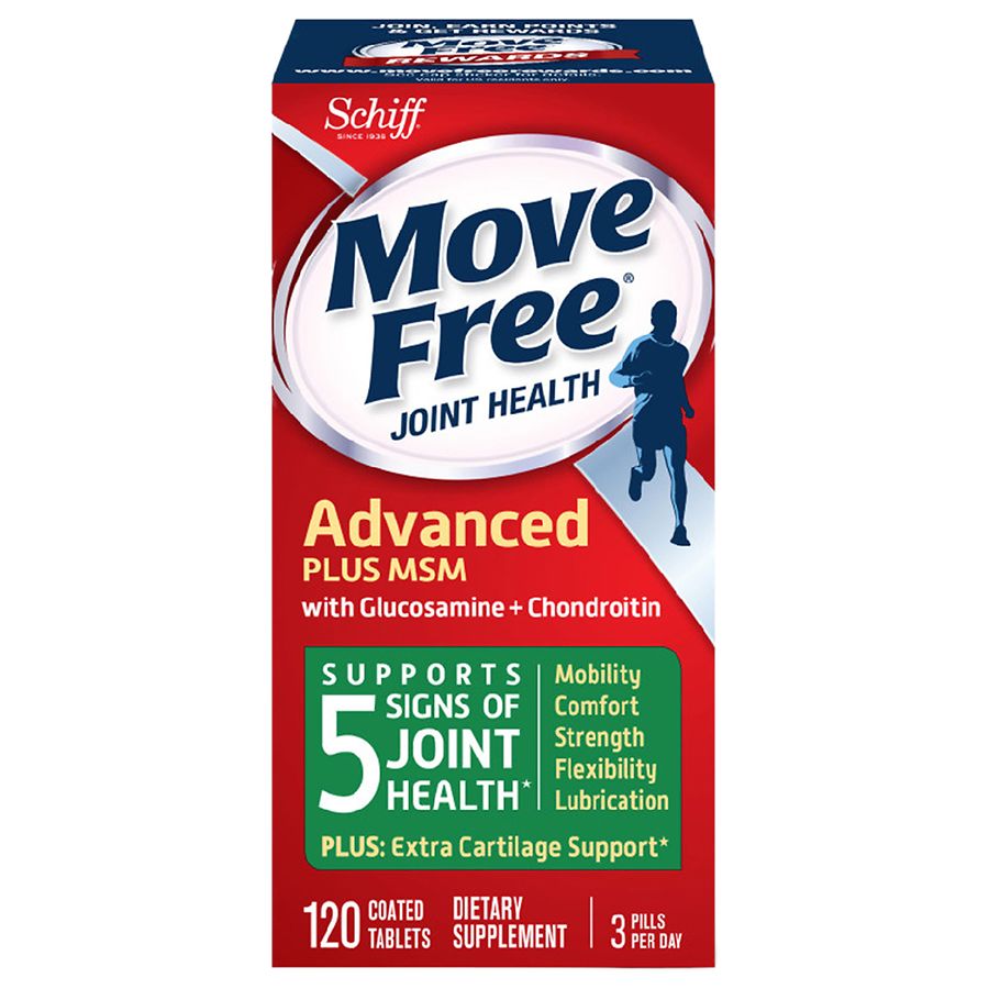 Move Free Advanced Glucosamine Chondroitin MSM Joint Support Supplement,  Supports Mobility Comfort Strength Flexibility & Bone - 120 Tablets (40
