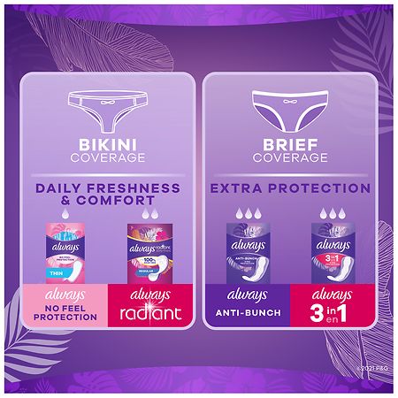 Always Anti-Bunch Xtra Protection Daily Liners Extra Long Unscented - 40 ea