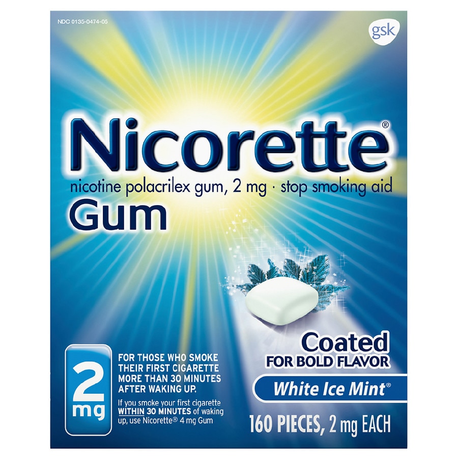Nicorette Nicotine Gum to Stop Smoking, 2mg White Ice Mint