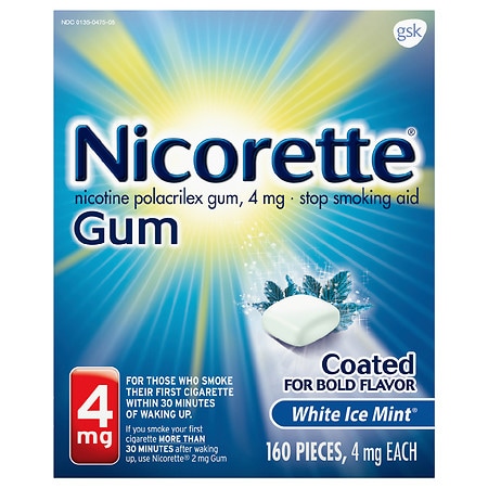 Nicorette Nicotine Gum to Stop Smoking, 4mg White Ice Mint