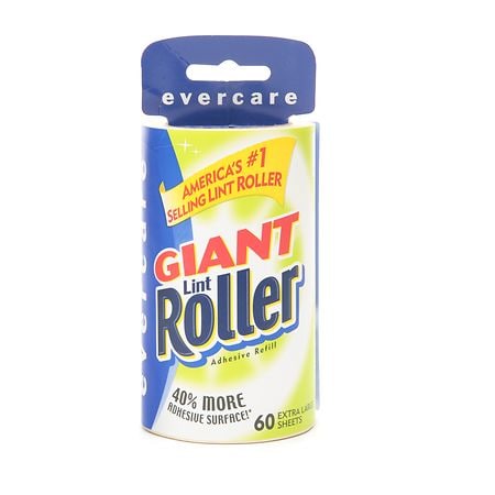 Evercare Giant Lint Roller, 60 Extra Large Sheets, Refill