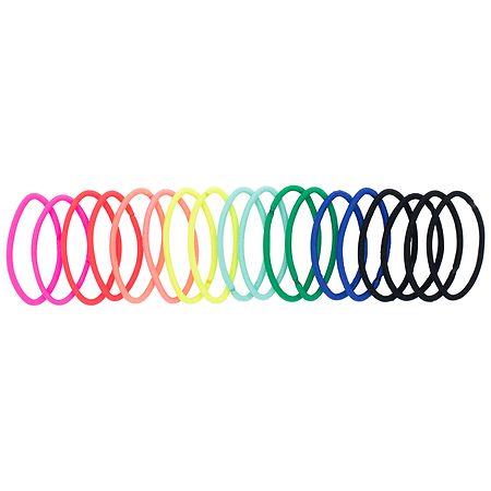 Scunci No Damage Medium-Hold Elastic Hair Bands Large Rainbow Colors and Black