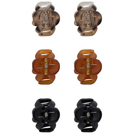 Scunci No-Slip Grip Mini Octopus Claw/Jaw Clips Light/Medium Brown