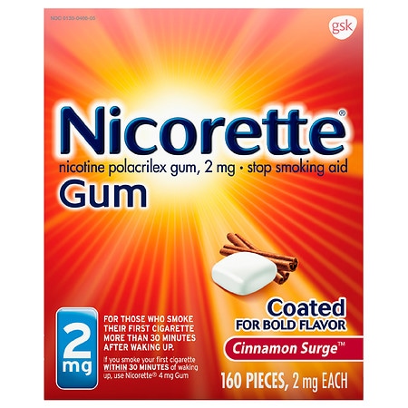 Nicorette Nicotine Gum to Stop Smoking, 2mg Cinnamon Surge | Walgreens
