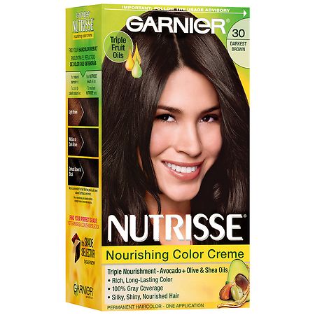 Garnier Nutrisse Nourishing Hair Color Creme 30 Darkest Brown (Sweet Cola)