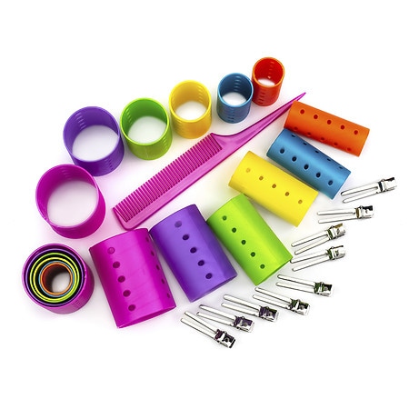 Conair Magnetic Multi-Size Hair Roller, Comb and Clip Set Bright Colors