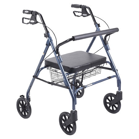 Drive Medical Heavy Duty Bariatric Rollator Rolling Walker with Large Padded Seat Blue