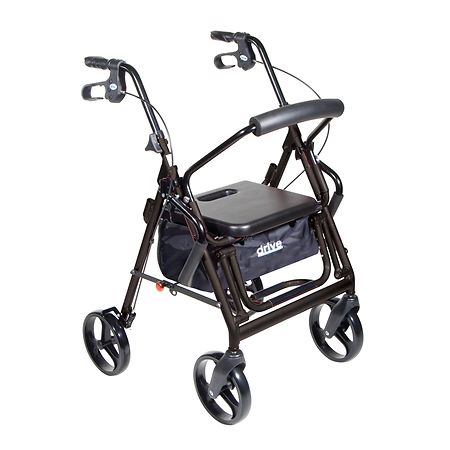 Drive Medical Duet Transport Wheelchair Rollator Walker Black