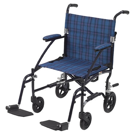 Drive Medical Fly Lite Ultra Lightweight Transport Wheelchair Blue