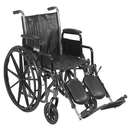 Drive Medical Silver Sport 2 Wheelchair, Detachable Desk Arms, Elevating Leg Rests 16" Seat Black