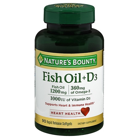 Nature's Bounty Fish Oil 1200 mg + Vitamin D3 1000 IU Dietary Supplement Softgels