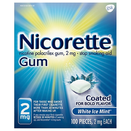 Nicorette Nicotine Gum to Stop Smoking, 2mg White Ice Mint