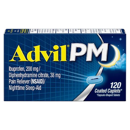 Advil PM Ibuprofen/Pain Reliever/Nighttime Sleep-Aid, Coated Caplets - 120 coated caplets