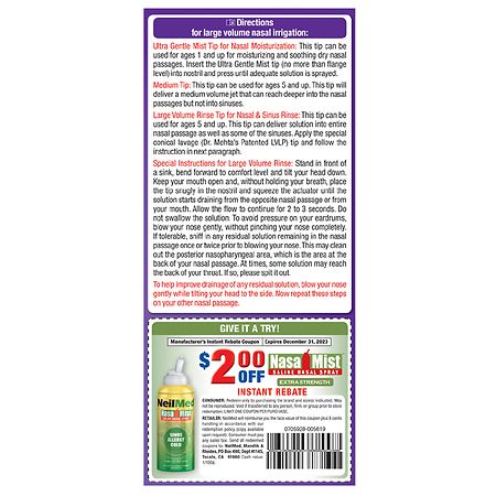 NeilMed Sinus Rinse - 2x8fl oz Bottles Nasamist Saline Spray 75mL - 250  packets, 1 unit - Harris Teeter