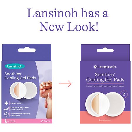 Lansinoh Soothies Cooling Gel Pads, 4 Count, Breastfeeding Essentials,  Provides Cooling Relief for Sore Nipples