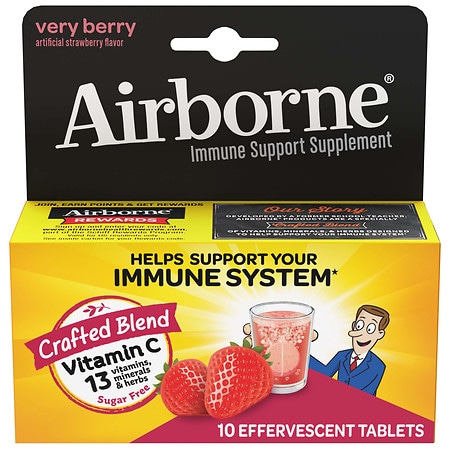 Airborne Immune Support Supplement, Effervescent Tablets Verry Berry