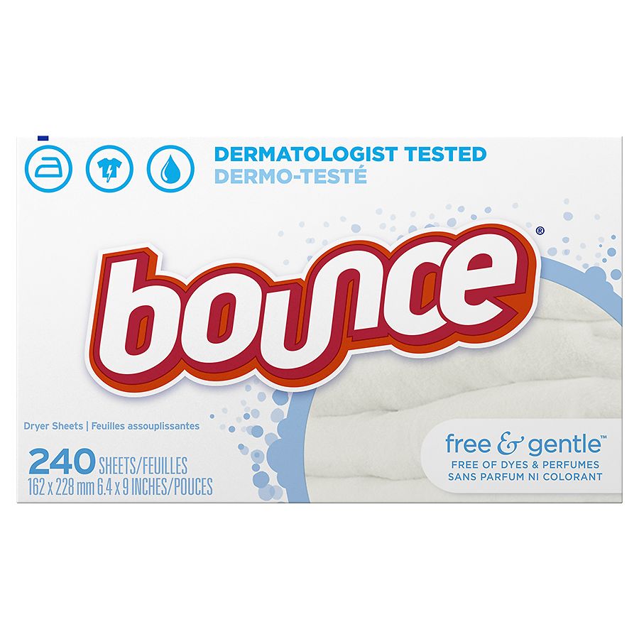 Bounce Free & Gentle Unscented Fabric Softener Dryer Sheets for Sensitive Skin Unscented