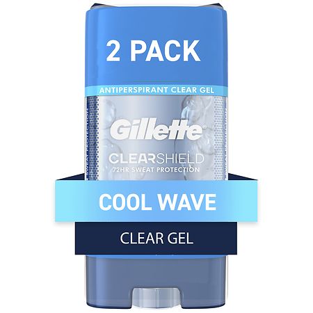 Gillette Clear + Dri Tech Antiperspirant Deodorant Clear Gel Cool Wave, Twin Pack