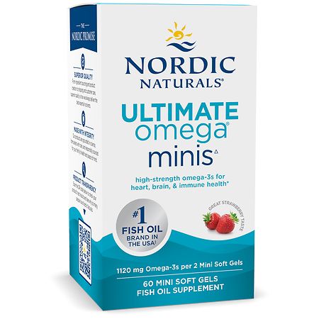 Nordic Naturals Ultimate Omega Fish Oil Supplement Soft Gels Strawberry, Mini