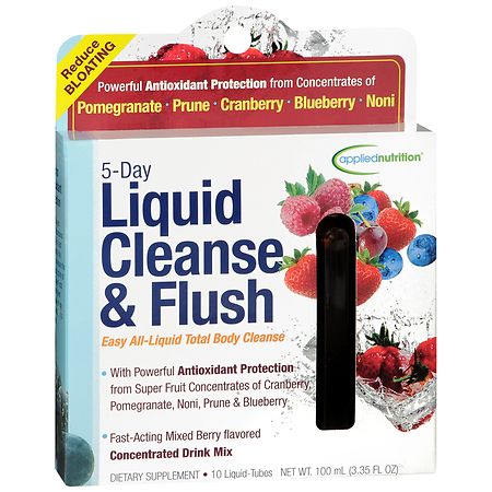 Applied Nutrition 5-Day Liquid Cleanse & Flush Dietary Supplement Drink Mix Tubes Mixed Berry