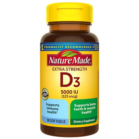 Nature Made Extra Strength Vitamin D3 5000 IU (125 mcg) Softgels