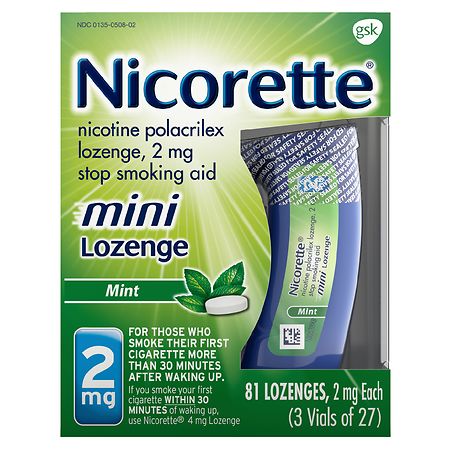 Nicorette Mini Nicotine Lozenges To Stop Smoking, 2mg Mint