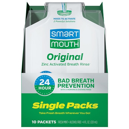 Smart Mouth Mouthwash Travel Packets for 24 Hours of Fresh Breath Clean Mint