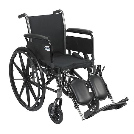 Drive Medical Cruiser III Lightweight Wheelchair w Flip Back Removable Full Arms and Leg Rest 20" Seat Black
