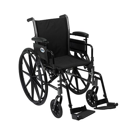 Drive Medical Cruiser III Lightweight Wheelchair w FlipBack Removable Adj Desk Arms & FootRest 20" Seat Black