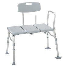 Drive Medical Plastic Tub Transfer Bench with Adjustable Backrest Gray