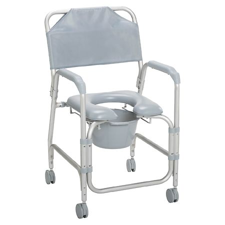 Drive Medical Lightweight Portable Shower Commode Chair with Casters Gray