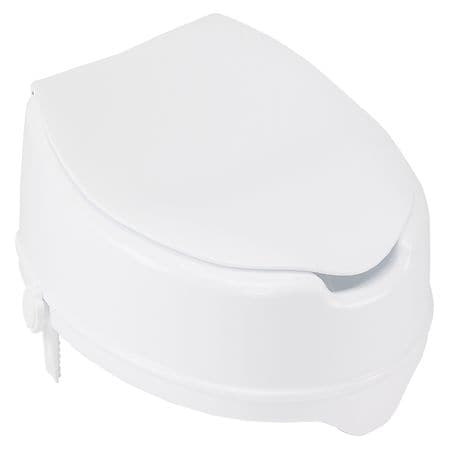 Drive Medical Raised Toilet Seat with Lock and Lid 4" White