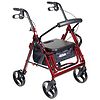 Drive Medical Duet Dual Function Transport Wheelchair Rollator Rolling Walker Red-0