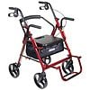 Drive Medical Duet Dual Function Transport Wheelchair Rollator Rolling Walker Red-2