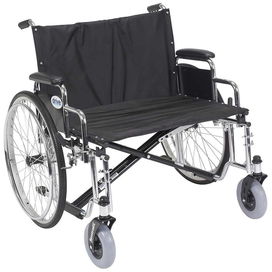 Drive Medical Sentra EC Heavy Duty Extra Wide Wheelchair, Detachable Desk Arms 28" Seat Black
