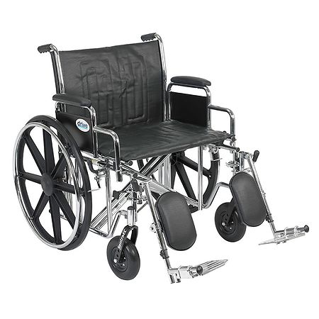 Drive Medical Sentra EC Heavy Duty Wheelchair with Detachable Desk Arms and Elevating Leg Rest 24 Inch Seat Black