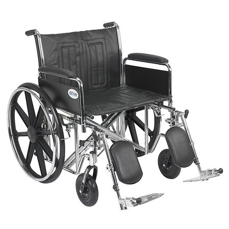 Drive Medical Sentra EC Heavy Duty Wheelchair with Detachable Full Arms and Elevating Leg Rest 24 inch Black