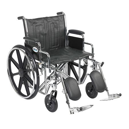 Drive Medical Sentra EC Heavy Duty Wheelchair with Detachable Desk Arms and  Elevating Leg Rest 22 Inch Seat Black