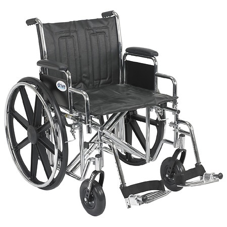 Drive Medical Sentra EC Heavy Duty Wheelchair, Detachable Desk Arms, Swing away Footrests 20" Seat Black