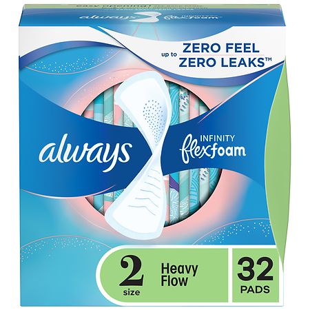 Always Infinity Pads, Heavy, Without Wings Unscented, Size 2