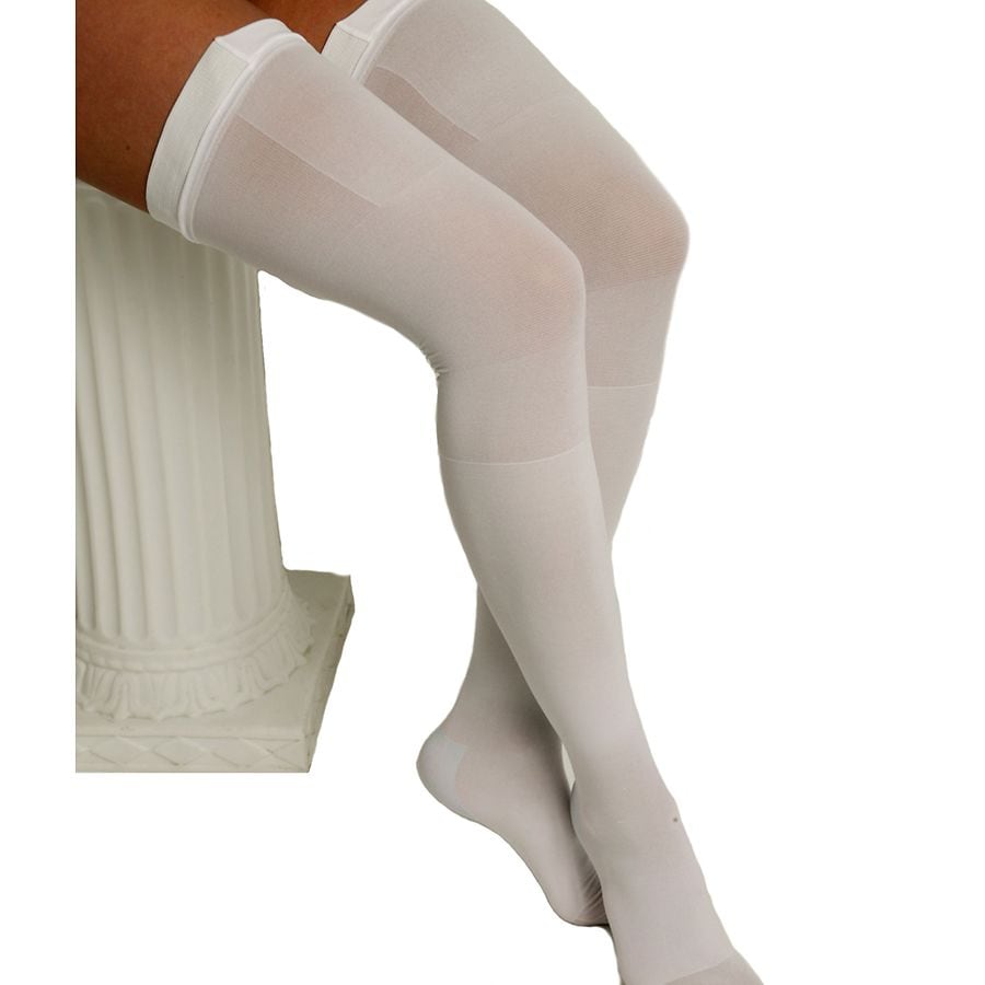 ITA-MED Graduated Compression Thigh Highs Anti-Embolism Compression 18 mmHg  White, White