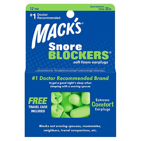 Mack's SnoreBlockers Soft Foam Earplugs - 12 pairs