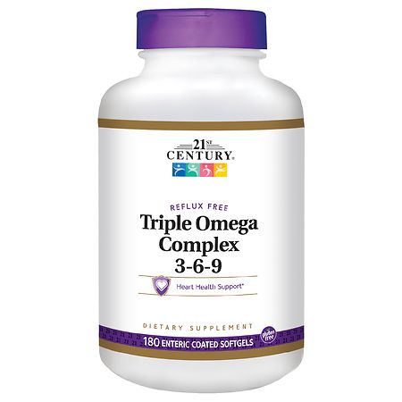 21st Century Enteric Coated Triple Omega Complex 3-6-9, Reflux Free