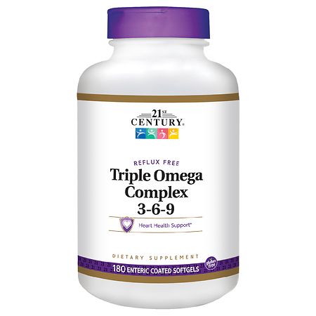 21st Century Enteric Coated Triple Omega Complex 3 6 9 Reflux