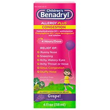 Children's Benadryl D Allergy Plus Congestion Liquid Grape | Walgreens