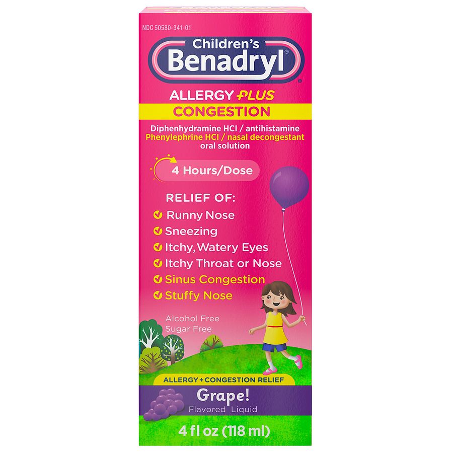 Children's Benadryl D Allergy Plus Congestion Liquid Grape